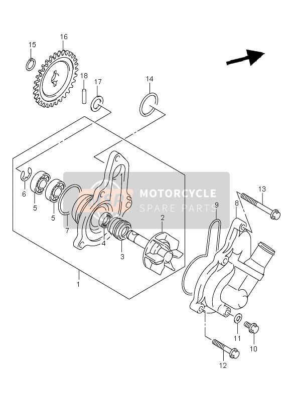 Suzuki DR-Z400E 2003 Waterpomp voor een 2003 Suzuki DR-Z400E