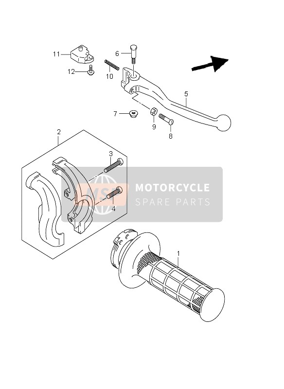 Suzuki DR-Z400E 2003 Right Handle Lever (E24) for a 2003 Suzuki DR-Z400E