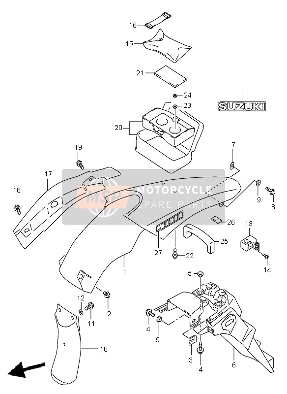 Suzuki DR-Z400E 2003 Rear Fender (E24) for a 2003 Suzuki DR-Z400E