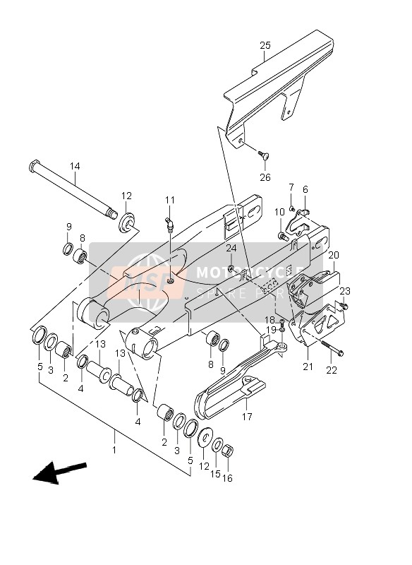 Suzuki DR-Z400E 2003 Rear Swing Arm for a 2003 Suzuki DR-Z400E