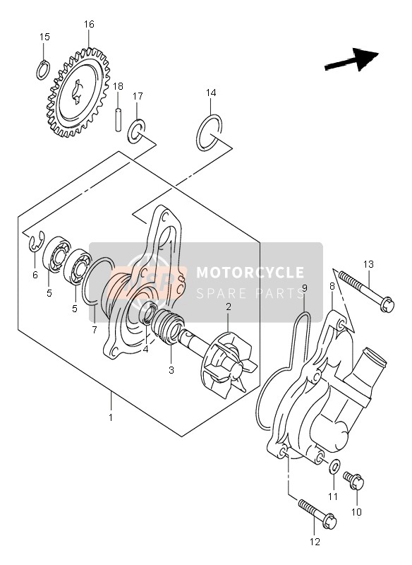 Suzuki DR-Z400S 2003 Bomba de agua para un 2003 Suzuki DR-Z400S