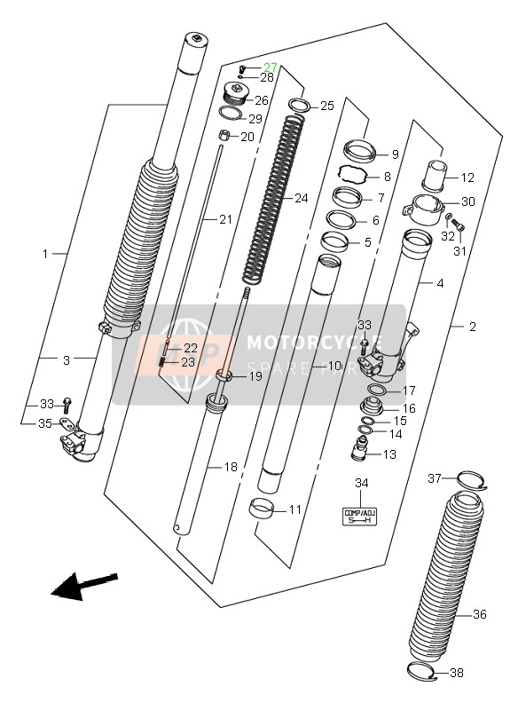 Suzuki DR-Z400S 2003 Front Fork Damper for a 2003 Suzuki DR-Z400S