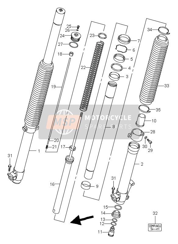 Suzuki DR-Z400E 2004 Front Fork Damper for a 2004 Suzuki DR-Z400E