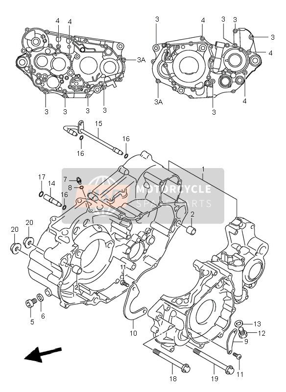 Suzuki DR-Z400S 2004 Crankcase for a 2004 Suzuki DR-Z400S