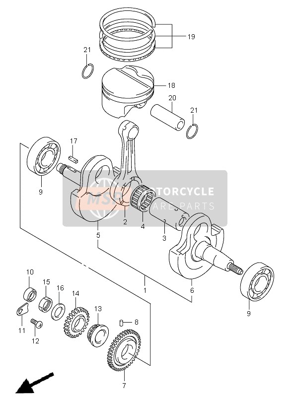 Suzuki DR-Z400E 2005 Crankshaft for a 2005 Suzuki DR-Z400E