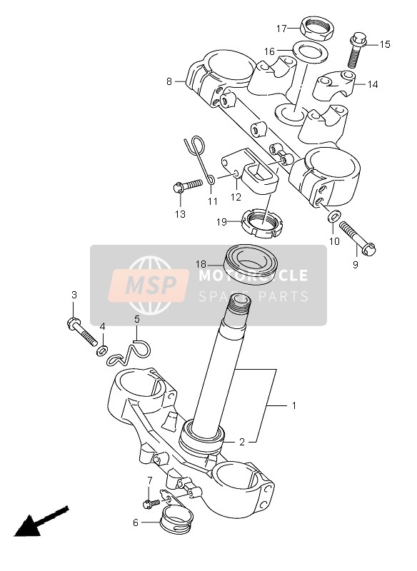 Suzuki DR-Z400E 2005 Support de fourche avant pour un 2005 Suzuki DR-Z400E