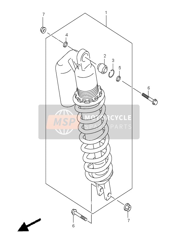 Suzuki DR-Z400E 2005 Rear Shock Absorber (E24) for a 2005 Suzuki DR-Z400E