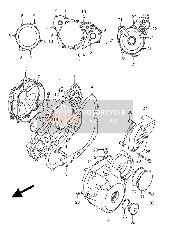 Suzuki DR-Z400S 2005 Coperchio del carter per un 2005 Suzuki DR-Z400S