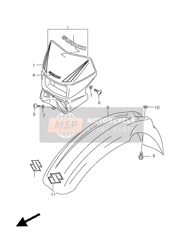 5311127C22YJ4, Fender, Front (Blue), Suzuki, 1