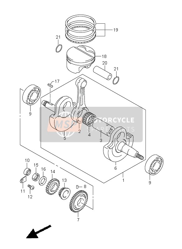 Suzuki DR-Z400SM 2005 Crankshaft for a 2005 Suzuki DR-Z400SM