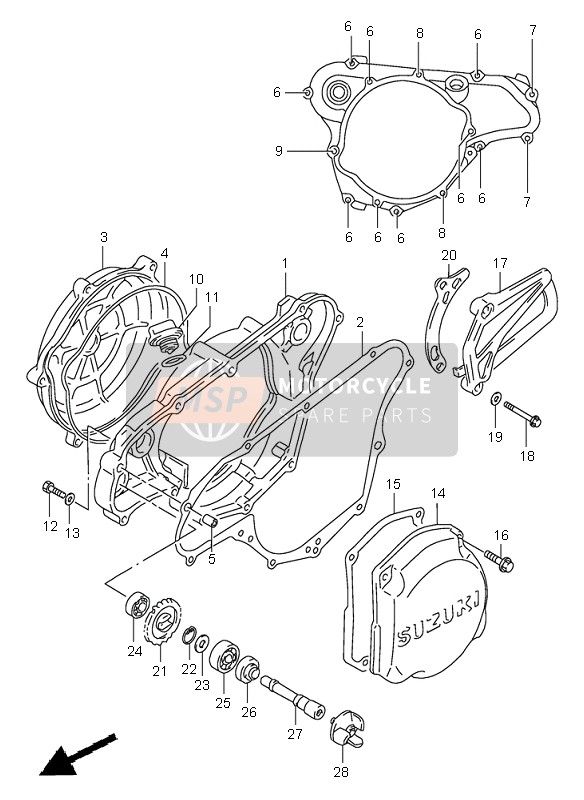 Suzuki RM125 2000 Crankcase Cover & Water Pump for a 2000 Suzuki RM125