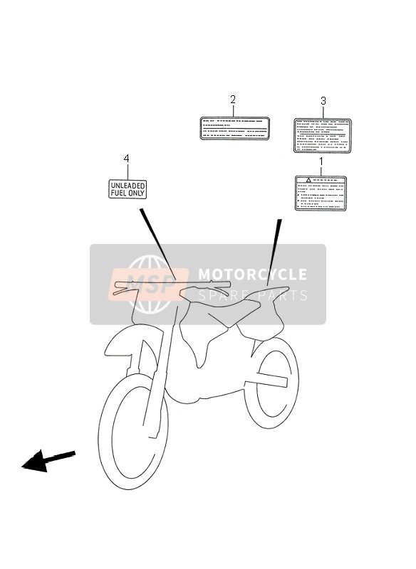 Suzuki RM125 1995 ETIKETT für ein 1995 Suzuki RM125