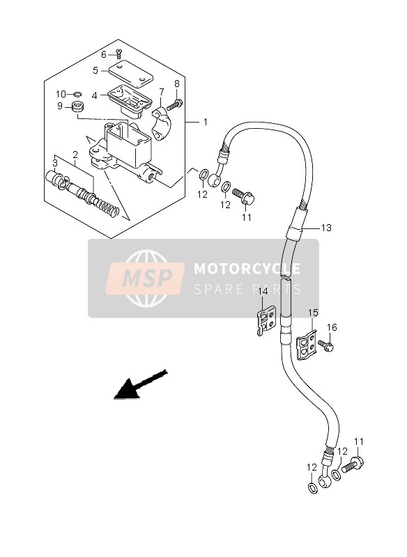 Suzuki DR-Z400SM 2006 Hoofdremcilinder voor voor een 2006 Suzuki DR-Z400SM