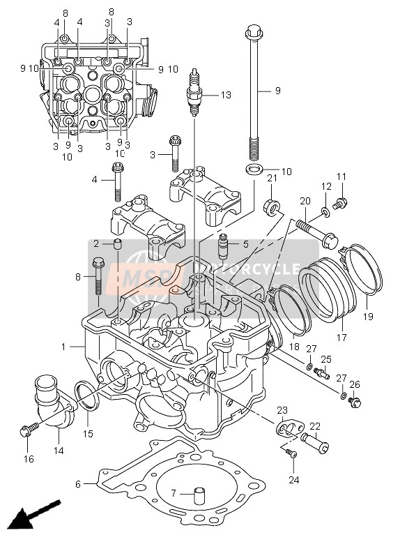 Suzuki DR-Z400E 2007 Cylinder Head for a 2007 Suzuki DR-Z400E