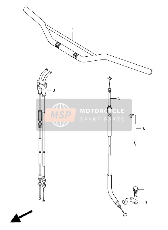 Suzuki DR-Z400E 2007 Barre de poignée (E1-P37) pour un 2007 Suzuki DR-Z400E