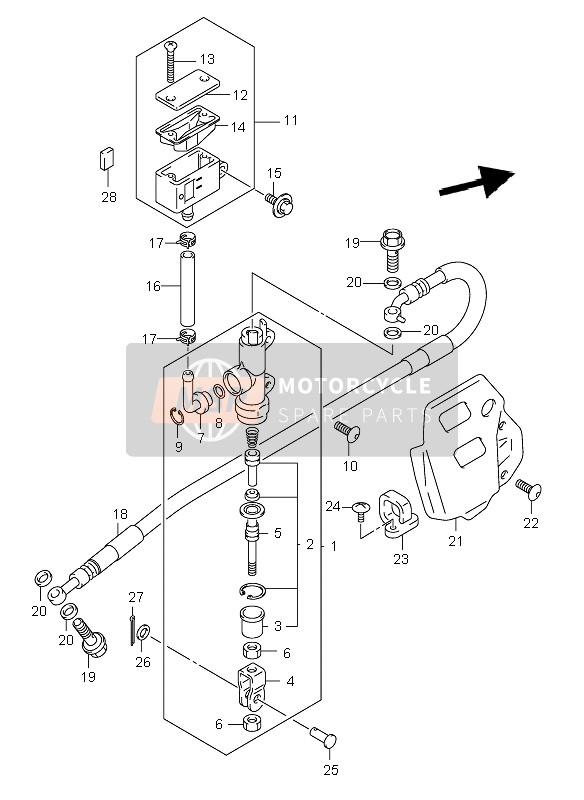 Suzuki DR-Z400E 2007 Rear Master Cylinder for a 2007 Suzuki DR-Z400E