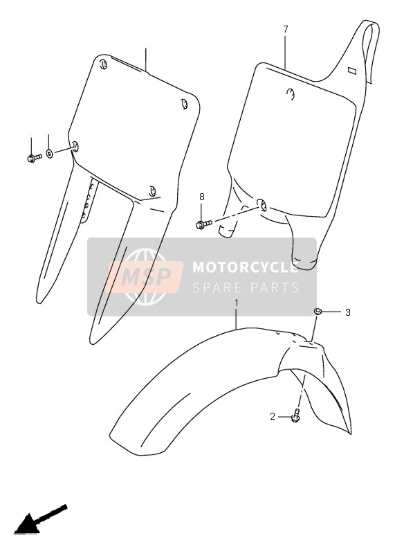 Suzuki RM125 2000 VORDERER KOTFLÜGEL für ein 2000 Suzuki RM125