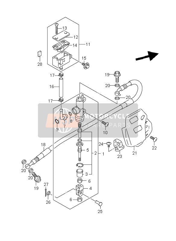 Suzuki DR-Z400SM 2008 Rear Master Cylinder for a 2008 Suzuki DR-Z400SM