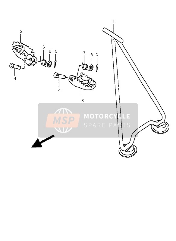 Suzuki RM250 2000 Estar & Reposapiés para un 2000 Suzuki RM250