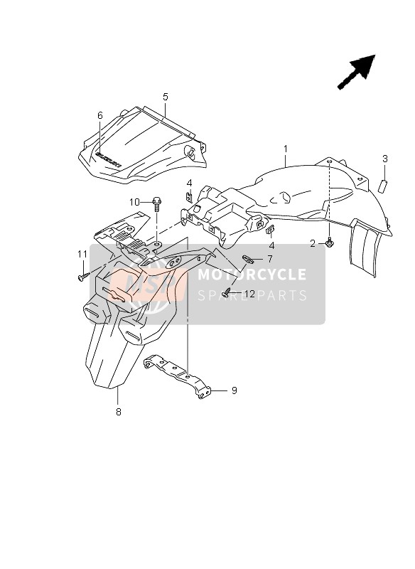 Suzuki DR125SM 2009 Guardabarros trasero para un 2009 Suzuki DR125SM