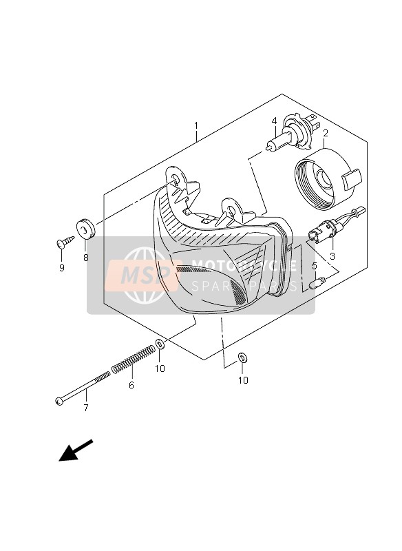 Suzuki DR-125SM 2010 Headlamp for a 2010 Suzuki DR-125SM