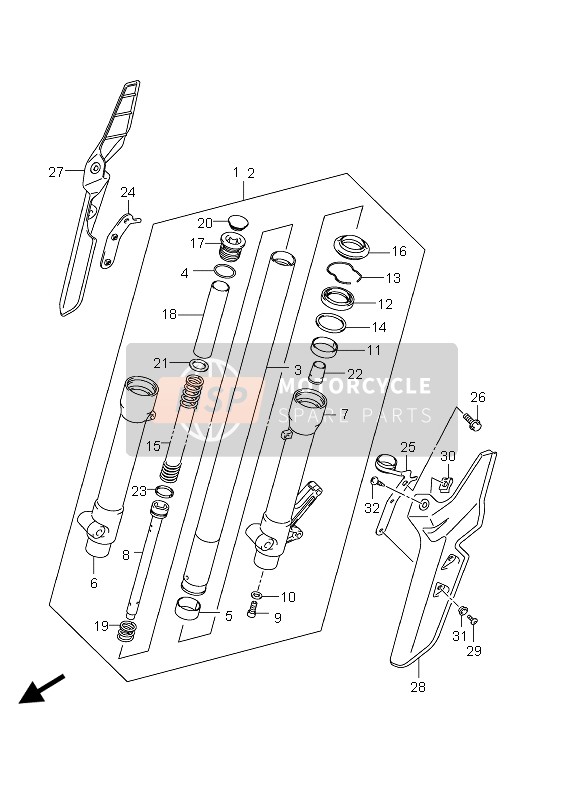 Suzuki DR-125SM 2010 Front Damper for a 2010 Suzuki DR-125SM