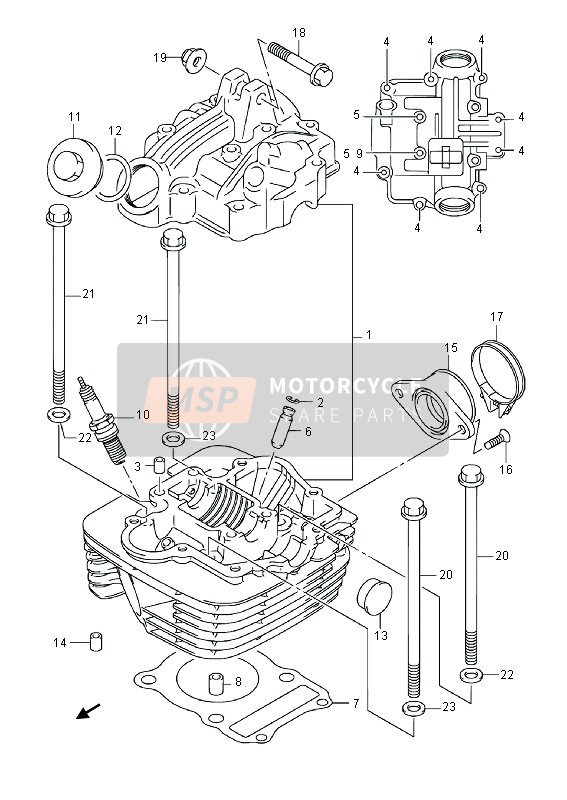 Suzuki DR-Z125 (SW & LW) 2014 Cilinderkop voor een 2014 Suzuki DR-Z125 (SW & LW)