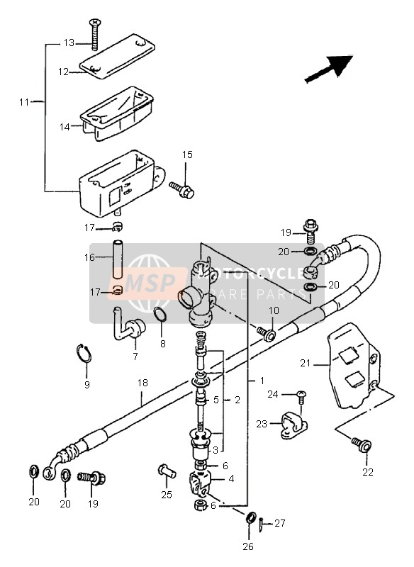 Suzuki RM250 2000 Rear Master Cylinder for a 2000 Suzuki RM250