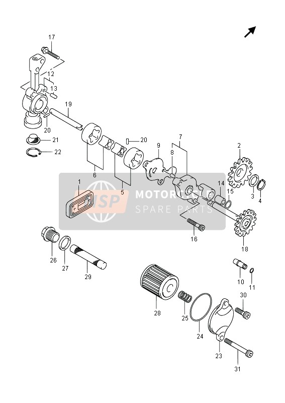 Suzuki RMX450Z 2014 Oliepomp voor een 2014 Suzuki RMX450Z