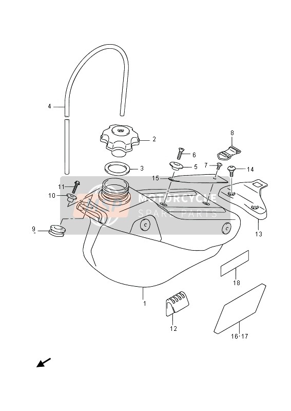 Suzuki RMX450Z 2014 Benzinetank voor een 2014 Suzuki RMX450Z