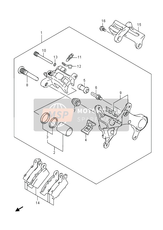 Suzuki RMX450Z 2014 Pinza posteriore per un 2014 Suzuki RMX450Z