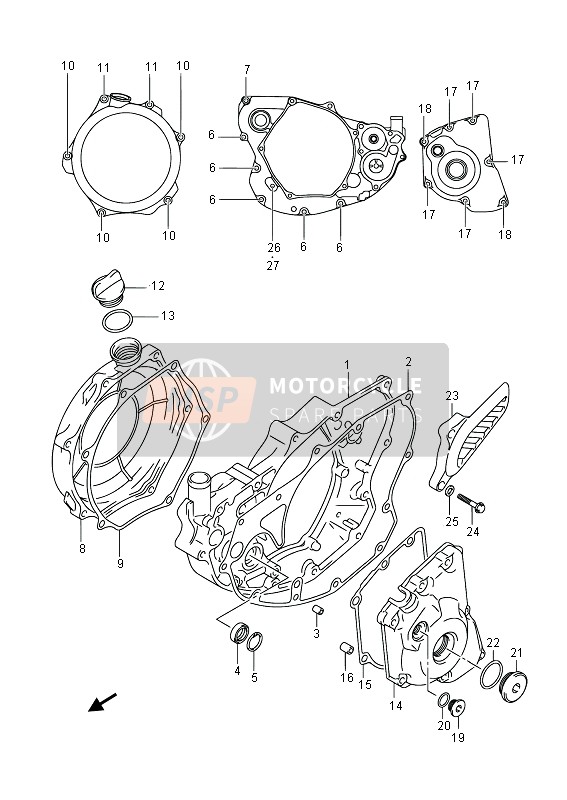 Suzuki RM-Z250 2014 Couvercle de carter pour un 2014 Suzuki RM-Z250