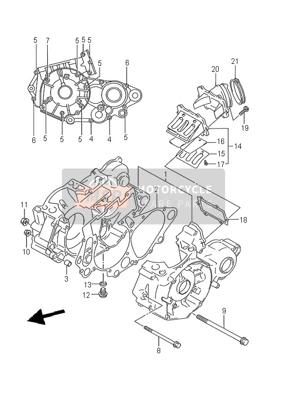 Suzuki RM250 1995 Caja Del Cigüeñal para un 1995 Suzuki RM250