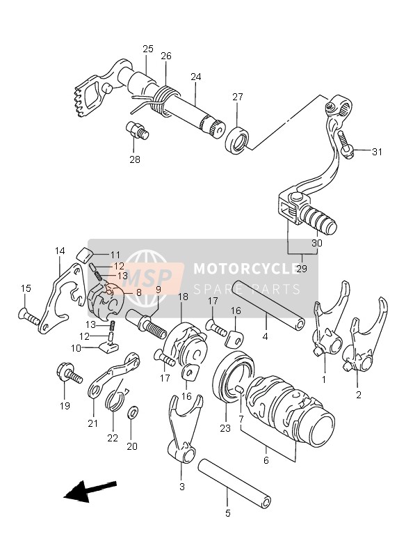 Suzuki RM80 2001 Cambio de marchas para un 2001 Suzuki RM80