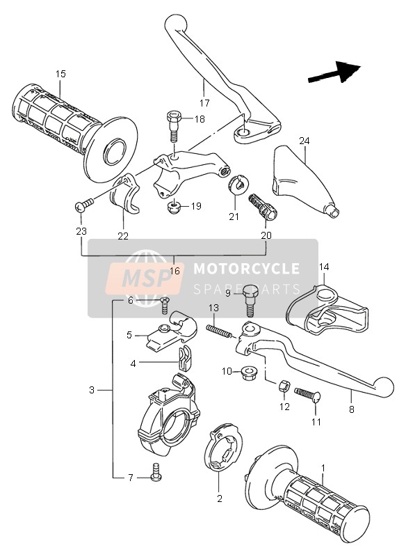 Suzuki RM80 2001 Handvat Hendel voor een 2001 Suzuki RM80