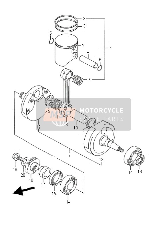 Suzuki RM250 1995 Crankshaft for a 1995 Suzuki RM250