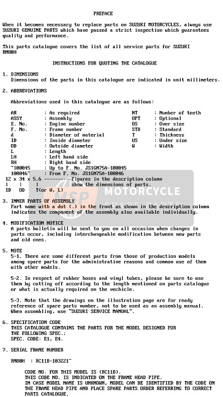Suzuki RM80H 1985 Preface for a 1985 Suzuki RM80H