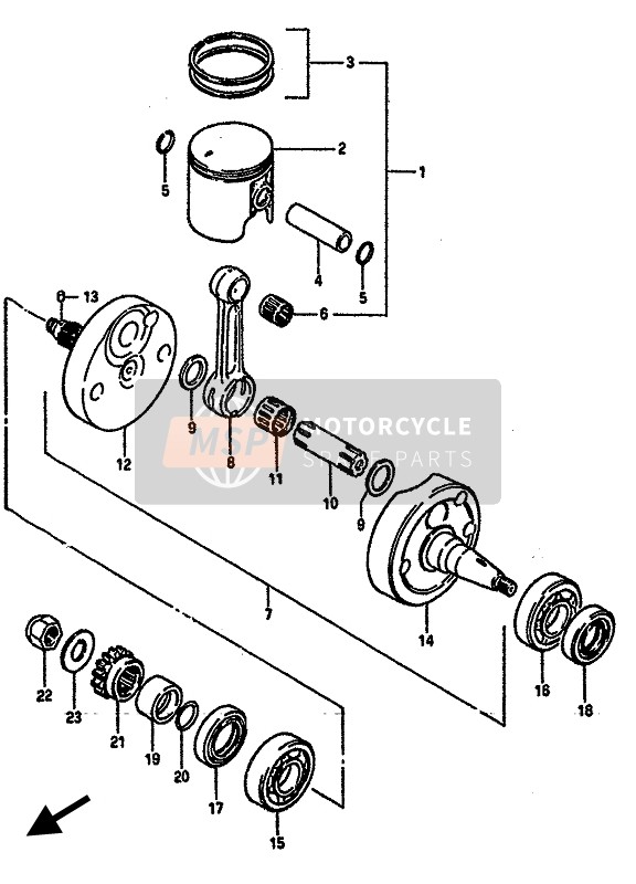 Suzuki RM125 1985 Crankshaft for a 1985 Suzuki RM125