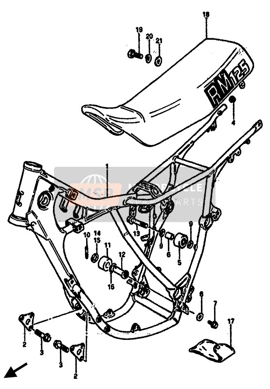 Suzuki RM125 1985 Cuadro & Asiento para un 1985 Suzuki RM125