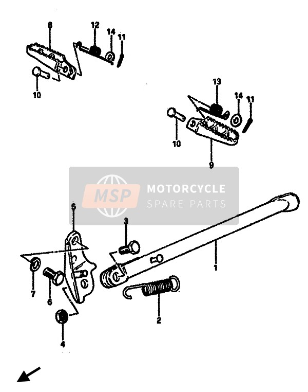 Suzuki RM125 1985 Estar & Reposapiés para un 1985 Suzuki RM125