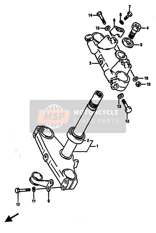 Suzuki RM125 1985 Vástago de dirección para un 1985 Suzuki RM125