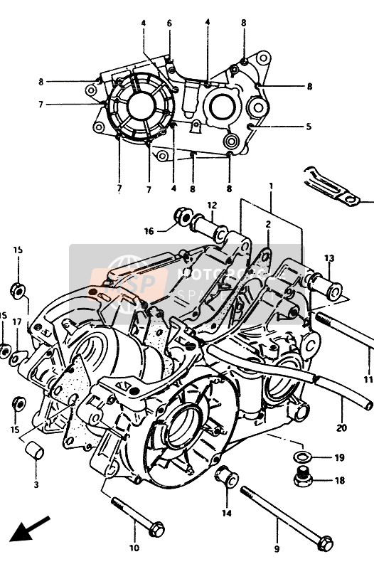 Suzuki RM500 1985 Crankcase for a 1985 Suzuki RM500