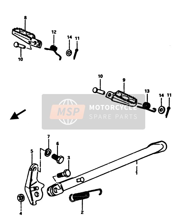 Suzuki RM500 1985 Reposapiés para un 1985 Suzuki RM500