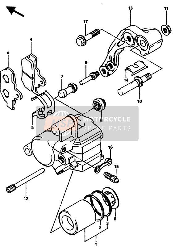 Suzuki RM500 1985 BREMSSATTEL VORNE für ein 1985 Suzuki RM500