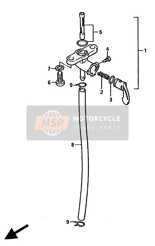 Suzuki RM125 1986 Grifo de combustible para un 1986 Suzuki RM125