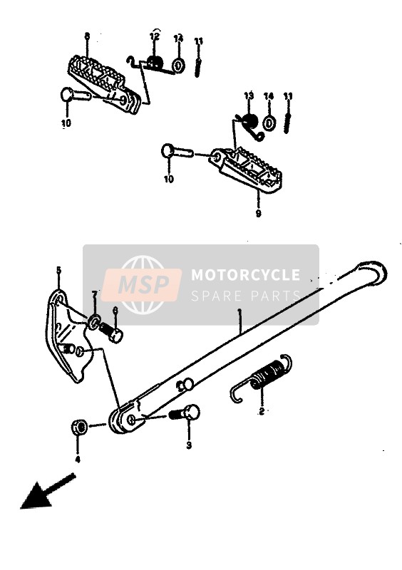 Suzuki RM250 1986 Estar & Reposapiés para un 1986 Suzuki RM250