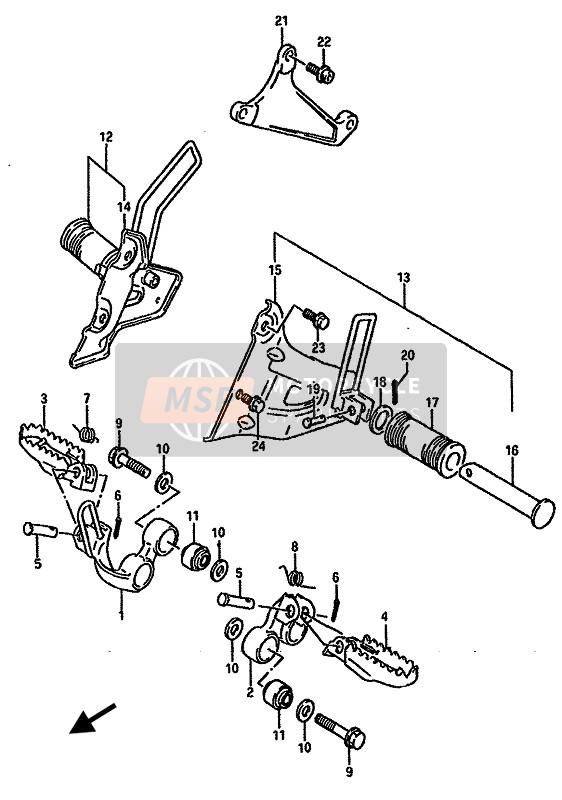 Suzuki DR750S(U) 1988 Footrest for a 1988 Suzuki DR750S(U)