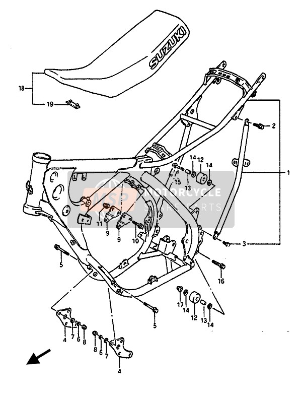 Suzuki RM250 1988 Frame & Seat for a 1988 Suzuki RM250