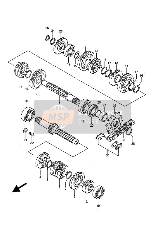 Suzuki RM125 1989 Transmission for a 1989 Suzuki RM125