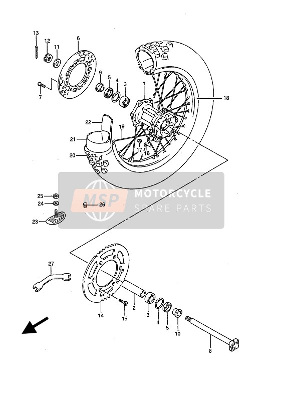 Suzuki RM125 1989 Rear Wheel for a 1989 Suzuki RM125